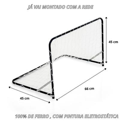 Imagem de 2 Traves De Gol De Futebol Infantil De Ferro 66 X 45 Cm P com Bola e Bomba