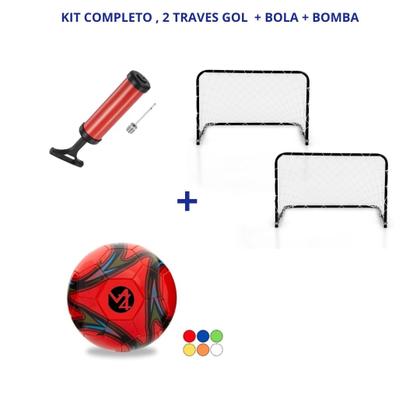 Imagem de 2 Traves De Gol De Futebol Infantil De Ferro 66 X 45 Cm P com Bola e Bomba
