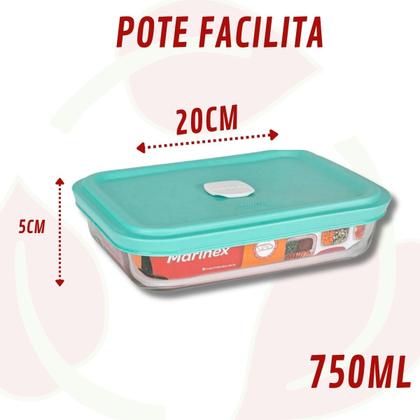 Imagem de 2 Travessa Facilita de Vidro com Tampa 750ML Marinex Doce