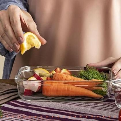 Imagem de 2 Travessa Facilita de Vidro com Tampa 750ML Marinex Doce