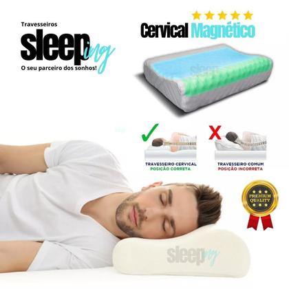 Imagem de 2 Travesseiro Cervical Pillow Magnetico Ortopedico Anti Ronco