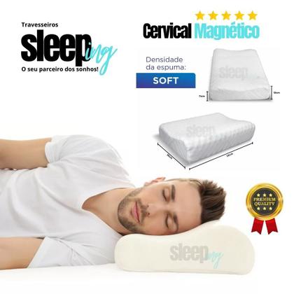 Imagem de 2 Travesseiro Cervical Pillow Magnetico Ortopedico Anti Ronco