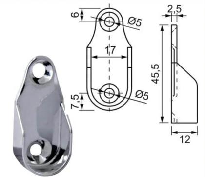 Imagem de 2  Tubos Cabideiro Oval Cromado Cabide de 40 a 95cm com suporte