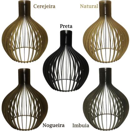 Imagem de 2 Und Luminarias Lustre Pendente Rustico Madeira Pear Grande