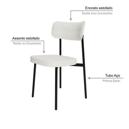 Imagem de 2 Unidades Cadeira Alloa fixa C/4 Pés 50 X 44,7 X 83,8 cm