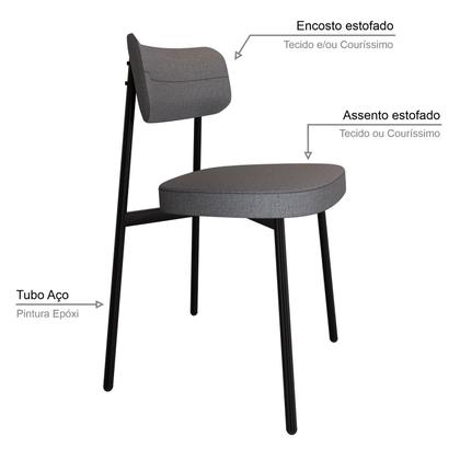 Imagem de 2 Unidades Cadeira Alloa fixa C/4 Pés 50 X 44,7 X 83,8 cm