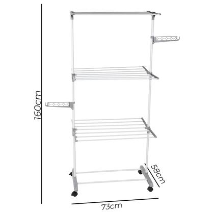 Imagem de 2 Varal Chão Dobrável 3 Andares Grande Articulado Metal Preto 160cm Interno Externo Casa Vertical Ferro