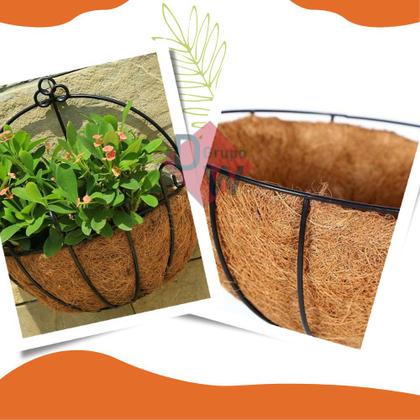 Imagem de 2 Vasos Cuia Fibra de Coco c/Suporte Meio Vaso Vertical 20cm