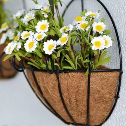 Imagem de 2 Vasos Cuia Fibra de Coco c/Suporte Meio Vaso Vertical 20cm