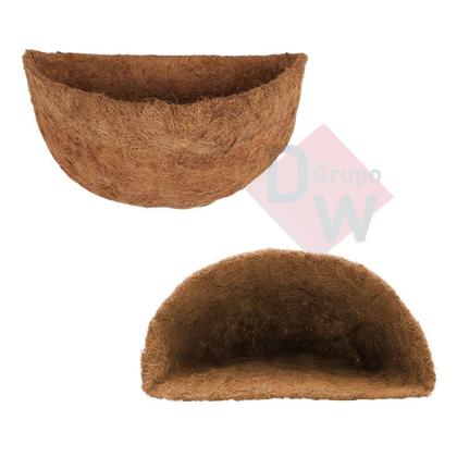 Imagem de 2 Vasos Cuia Fibra de Coco c/Suporte Meio Vaso Vertical 20cm