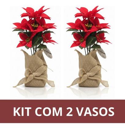 Imagem de 2 Vasos Juta Vermelho Bege Decoração Natal Casa Bege Juta Juta Branco