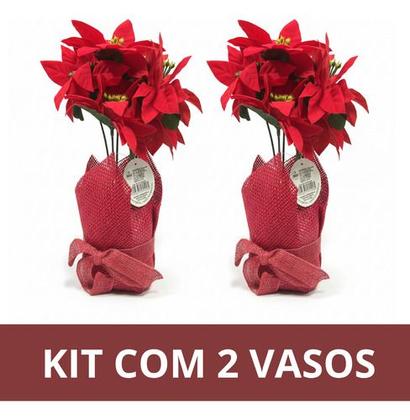 Imagem de 2 Vasos Juta Vermelho Bege Decoração Natal Casa Bege Juta Juta Vermelho