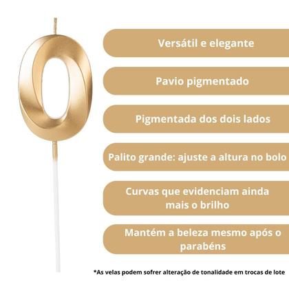 Imagem de 2 Velas De Aniversario Numero Design Dourada Idades Diversas