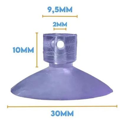 Imagem de 2 Ventosas de 30mm (3cm) De PVC P/ Vidro E Superfícies Lisas