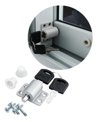 Imagem de 2 X Fechadura Tranca Trava P/ Janela Porta Correr 206 Cor Cinza