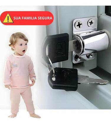 Imagem de 2 X Fechadura Tranca Trava P/ Janela Porta Correr 206 Cor Cinza