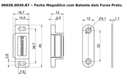 Imagem de 2 X Fecho Trava Magnético Imã para Gaveta Armário Guarda Roupa Roupeiro Moveis C/batente