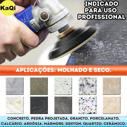 Imagem de 2 X Lixas 4 Pol. 100mm Diamantada + 1 Disco Prato Suporte Grão Polir Lixadeira Granito Mármore KaQi