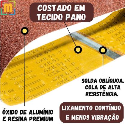 Imagem de 2 X Lixas Cinta Banda 7200X115Mm Costado Tecido Óxido