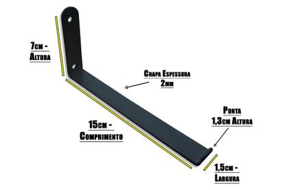 Imagem de 2 x Suporte Mão Francesa Invertido 15cm - Mod. U