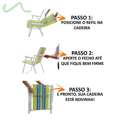 Imagem de 20 Capa P/ Troca Cadeira Praia Refil Troca Facil Lona Tecido