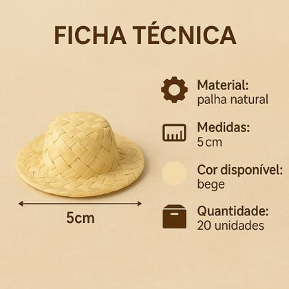 Imagem de 20 Chapeuzinho Miniatura Mini Chapéu Palha Festa Junina