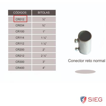 Imagem de 20 Conector Unidut Reto Sieg Medida 1/2 Polegada CR012