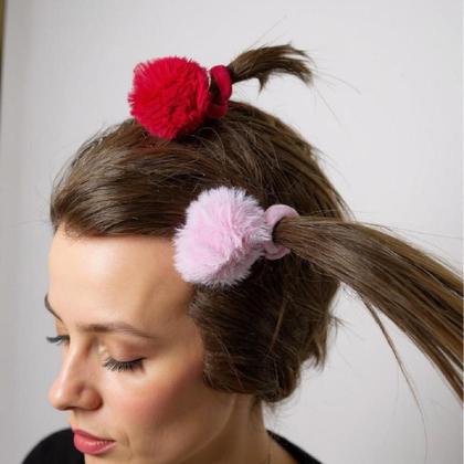 Imagem de 20 Elásticos Xuxinha Com Pompom Coloridos Infantil Cabelo