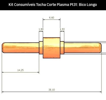 Imagem de 20 Eletrodo + 20 Bico Corte Longo Plasma Tocha Pt31 Cut 40