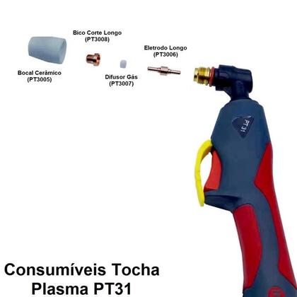 Imagem de 20 Eletrodo + 20 Bico Corte Longo Plasma Tocha Pt31 Cut 40