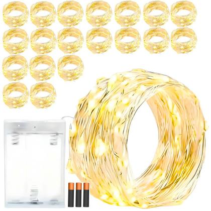 Imagem de 20 Fios de Fada Luz Amarela Cordão 3 Metros Festa 30 Leds