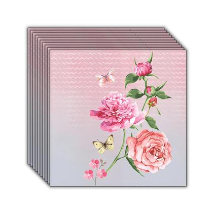 Imagem de 20 Guardanapos Decoupage Ambiente Flores Rosa Borboleta