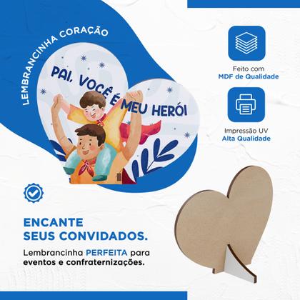 Imagem de 20 Lembrancinhas Coração MDF Celebração Dia dos Pais Especial