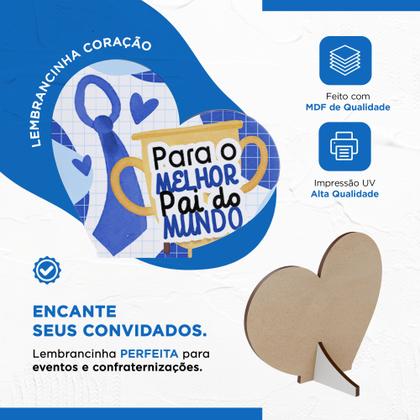 Imagem de 20 Lembrancinhas Coração MDF Celebração Dia dos Pais Especial