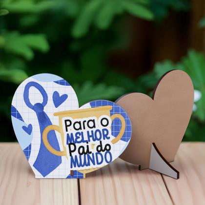 Imagem de 20 Lembrancinhas Coração MDF Celebração Dia dos Pais Especial