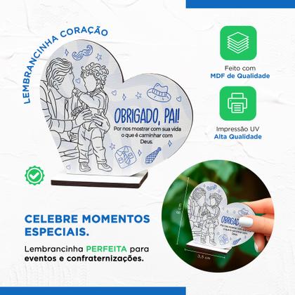 Imagem de 20 Lembrancinhas Coração MDF Celebração Dia dos Pais Especial