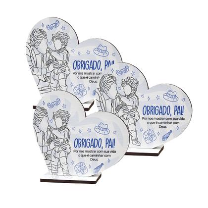 Imagem de 20 Lembrancinhas Coração MDF Celebração Dia dos Pais Especial