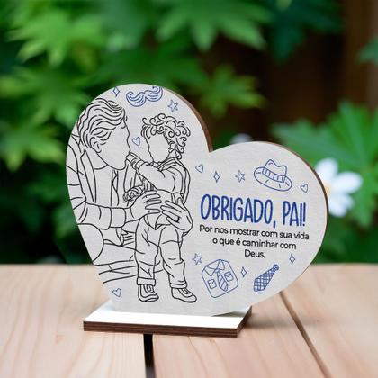 Imagem de 20 Lembrancinhas Coração MDF Celebração Dia dos Pais Especial