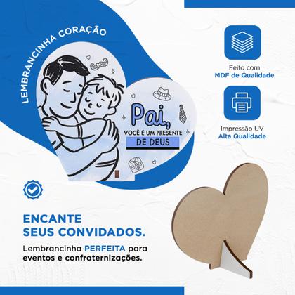 Imagem de 20 Lembrancinhas Coração MDF Celebração Dia dos Pais Especial