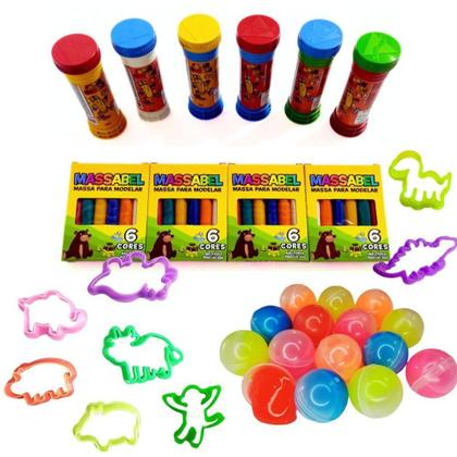 Imagem de  20 Massinha de Modelar + 20 Bolha de Sabao + 20 Cortador Kit Festa Aniversario Prenda Lembracinha