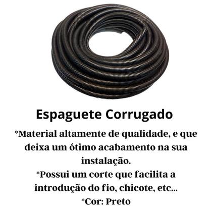 Imagem de 20 Metros Cada Rolo Mangueira Corrugada 4,5mm 7,5mm e 13mm Tubo Conduite Com Corte Reforçado Resistente Preto