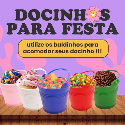 Imagem de 20 Mini Baldes Plástico Baldinhos Com Alça Lembrancinhas festa casamento evento centro de mesa