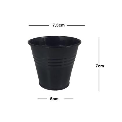 Imagem de 20 Mini vaso cachepot metal decoração festas preto 7,5cm
