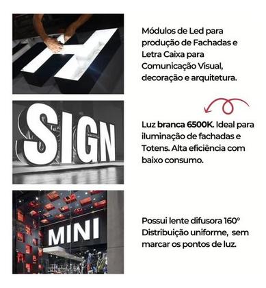 Imagem de 20 Módulos Led - 3 Leds 12v 1,5w 6500k - Lente 160 - 7025