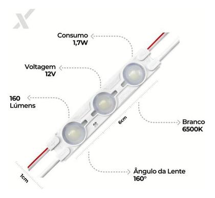 Imagem de 20 Módulos Led - 3 Leds 12v 1,5w 6500k - Lente 160 - 7025