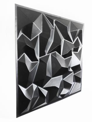 Imagem de 20 Placas 3d Preta Painel Decorativo Diamante Alpes Revestimento Autocolante PVC Auto Relevo 50x50