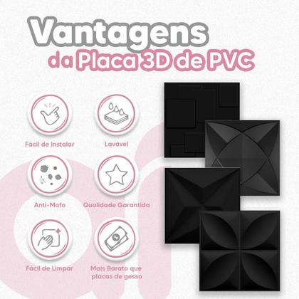 20 Placas Cadre Revestimento De Parede Preto Pvc 25Cm X 25Cm - Colaí Adesivos Imagem de 20 Placas Cadre Revestimento De Parede Preto Pvc 25Cm X 25Cm