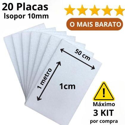 Imagem de 20 Placas de Isopor 10mm 100cm x 50cm x 1cm Forro MAXIMO 02 KIT POR COMPRA