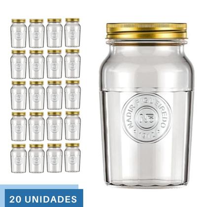 Imagem de 20 Pote Americano Mantimento Café Vidro Vintage 1,5L Nadir