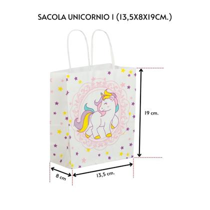 Imagem de 20 Sacola Lembrancinha Aniversario Unicórnio 13,5x8x19 cm